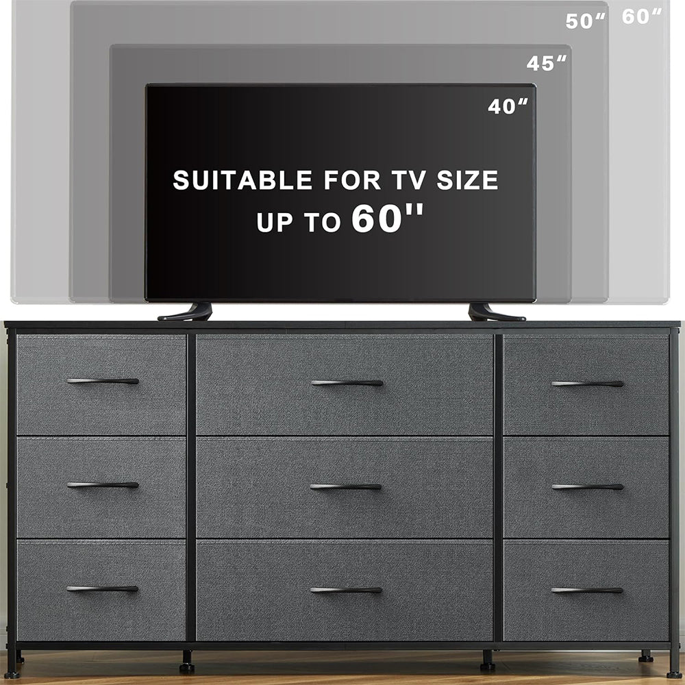 2 IN 1 | 9 DRAWER WOOD TOP DRESSER + TV STAND